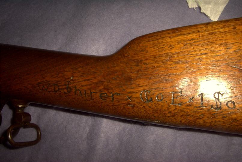 Second view of the carving on the wooden carbine stock