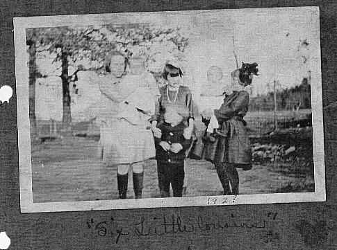 Six young Holland cousins, about 1924, at the Bramlett farm near Owings Station