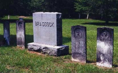 Row of Braddock family markers