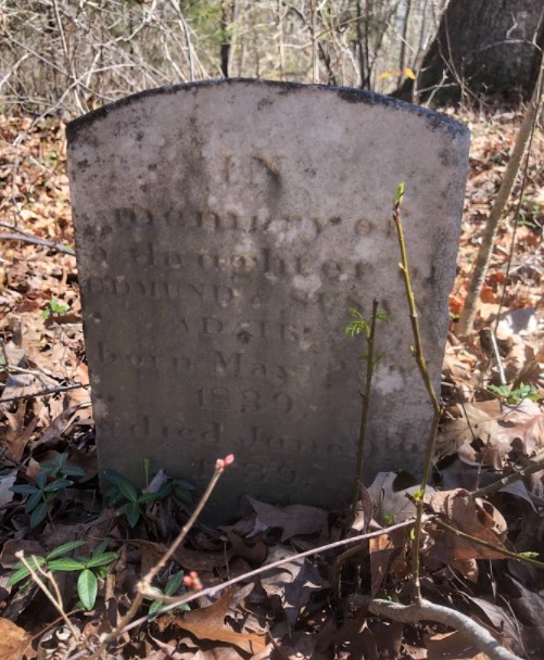 Gravestone of an infant daughter of Edmund and Susan Adair, 1839