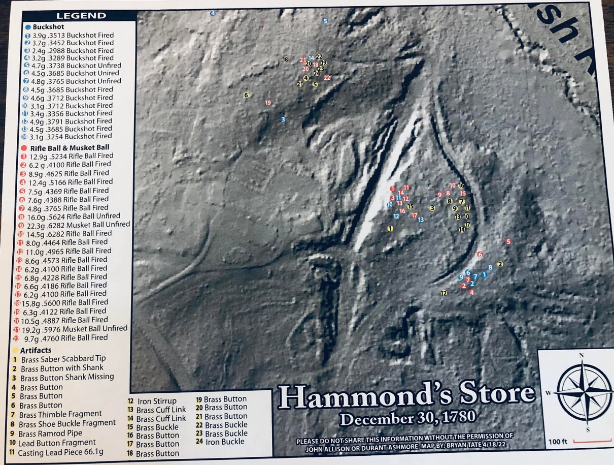 LIDAR image of the battlefield with artifact find locations