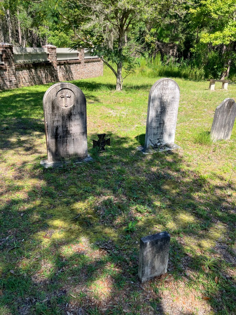 Old gravestones in the St. James Santee Church churchyard