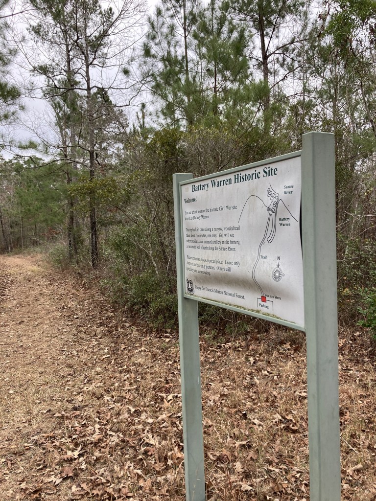 Sign along the trail to Battery Warren
