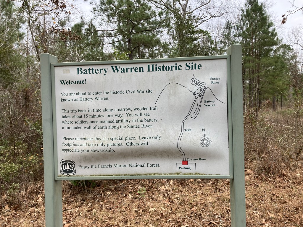 Interpretive sign for the Battery Warren Historic Site