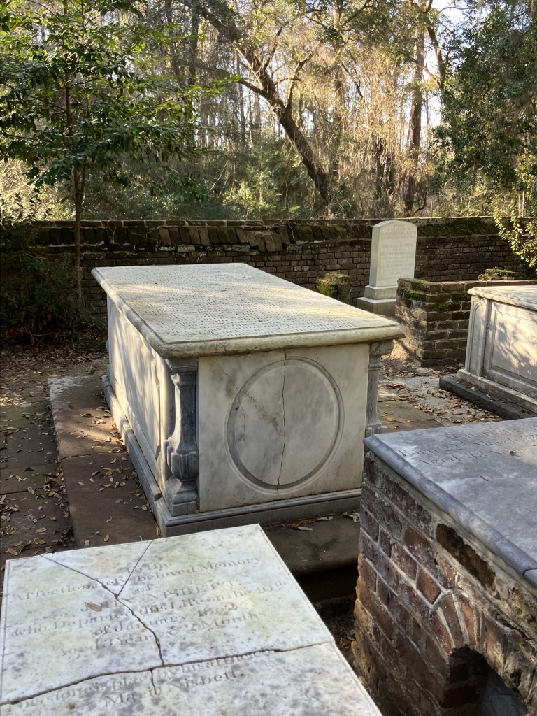 Marble box tombs in the Alston family cemetery