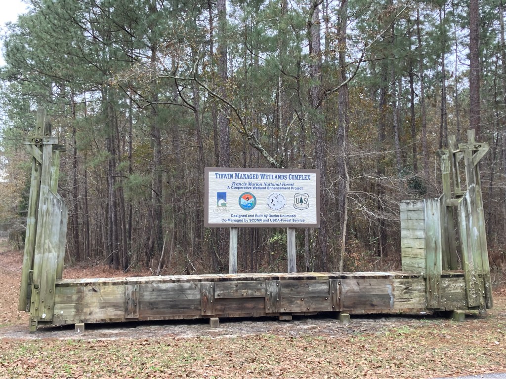 Trailhead sign and boardwalk at Tibwin South