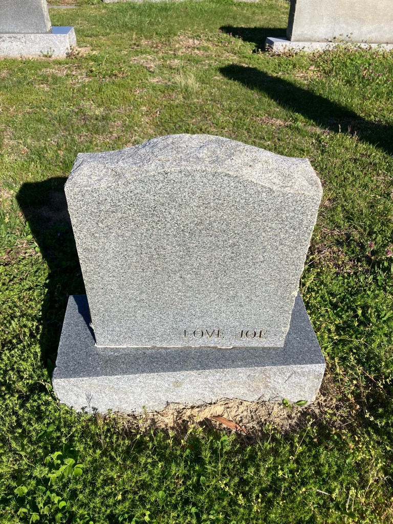 Small gravestone with the name Joe at Mary's Grove Church cemetery