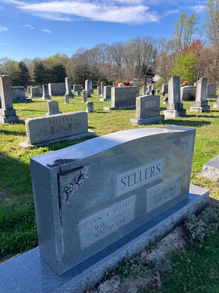 Double Sellers gravestone in the Mary's Grove Church cemetery