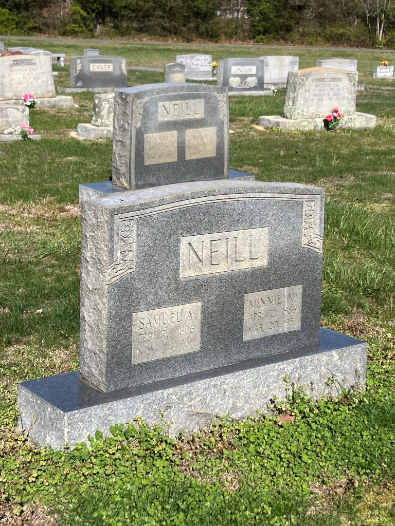 Neill family gravestone in the Mary's Grove Church cemetery
