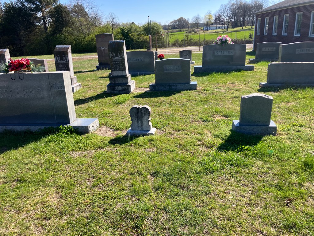 Rows of gravestones in the Mary's Grove Church cemetery