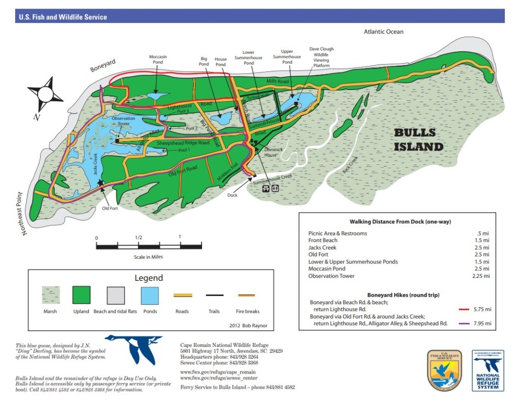 Map of Bull Island trails and the Dominick House