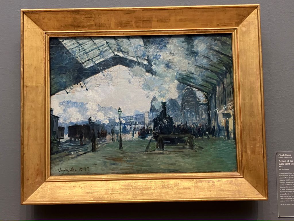 Monet's painting of a steam train arriving at the Gare Saint-Lazare, at the Art Institute of Chicago