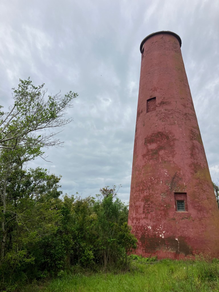 Side view of the conical 1827 lighthouse tower