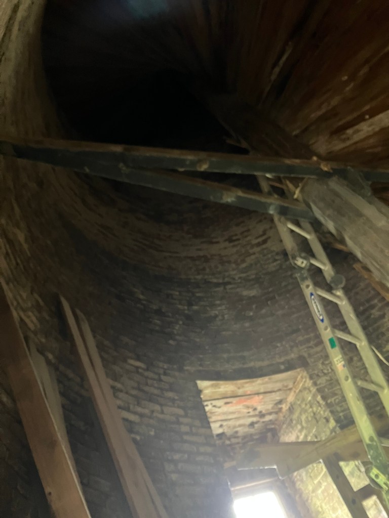 Looking up inside the hollow 1827 lighthouse tower