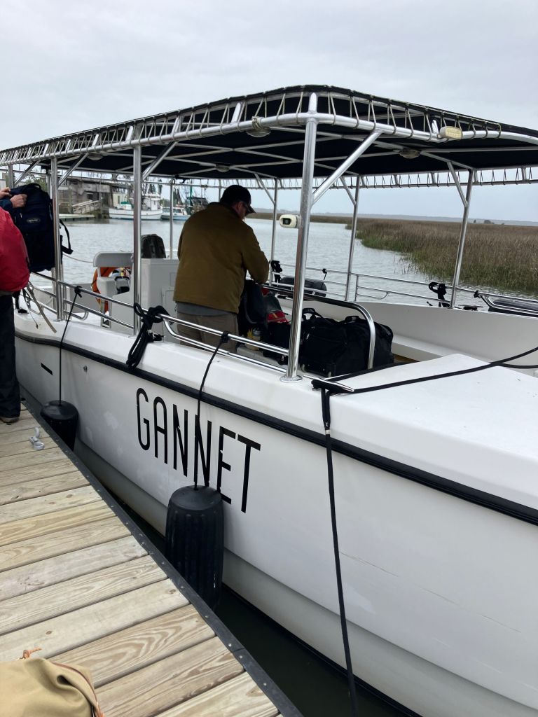 The boat Gannet tied up at the dock