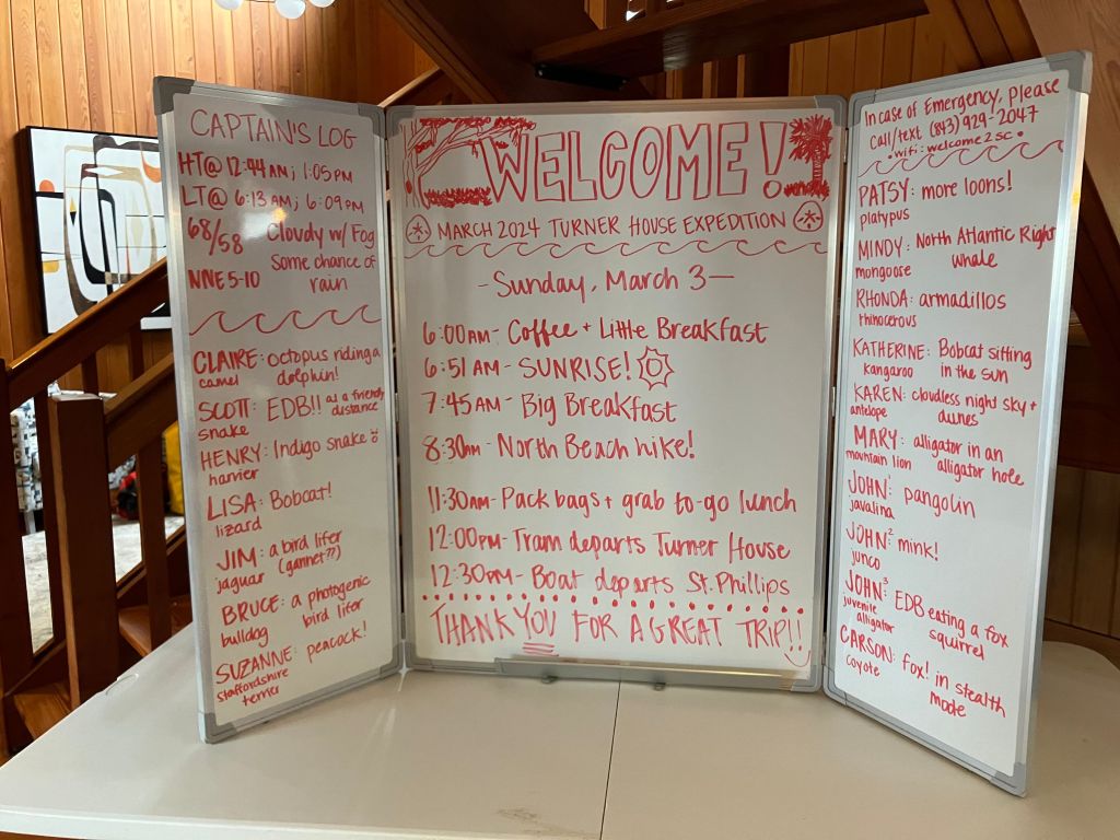 Second view of the weekend schedule whiteboard