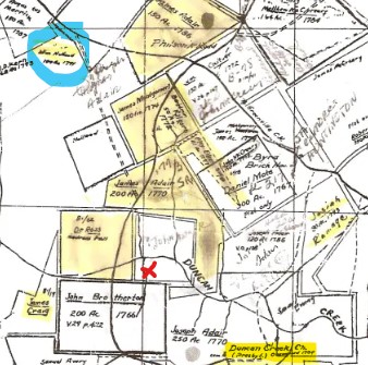Plat map marking the site of the Holland Cemetery and Zoar Chapel