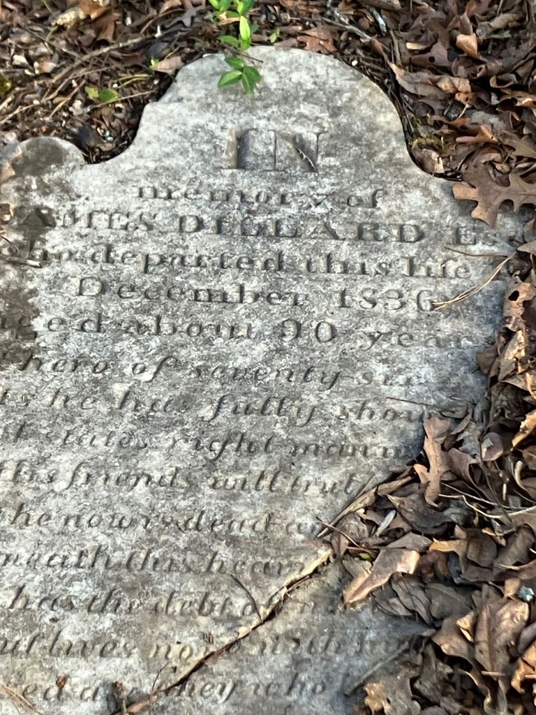 Inscription on the gravestone of James Dillard at Pleasant Hill