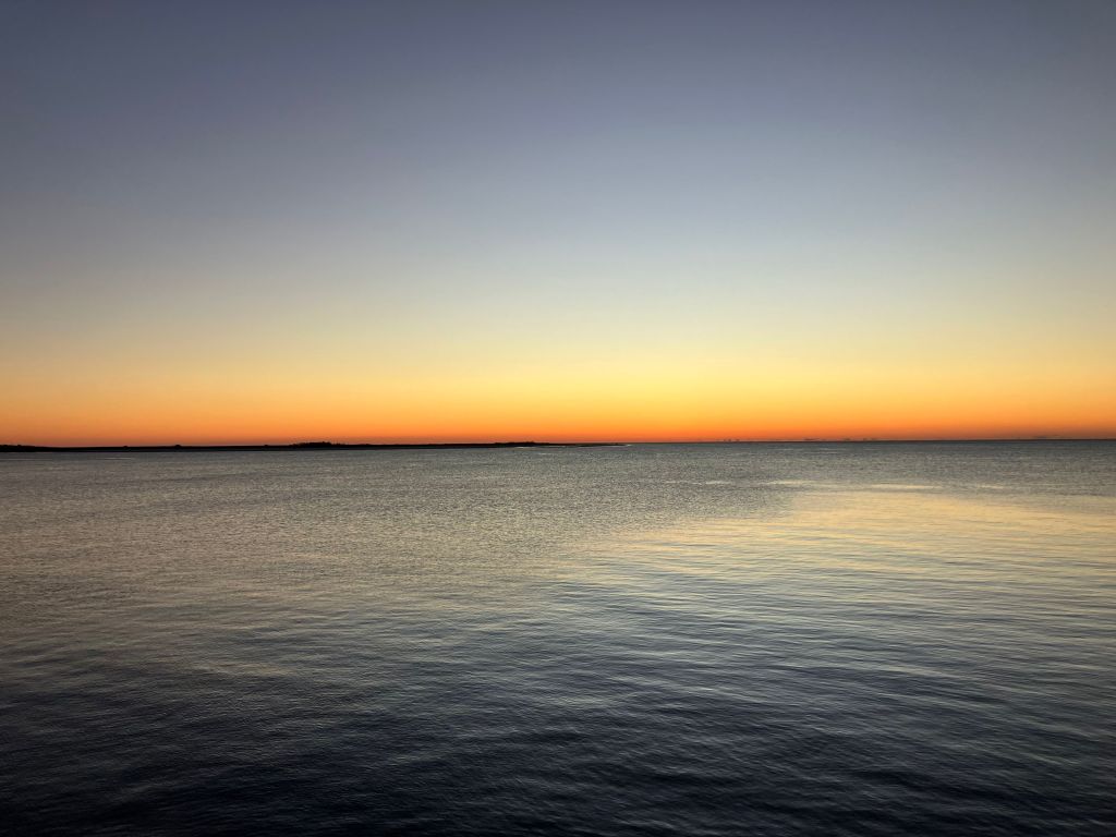 Twilight over calm water