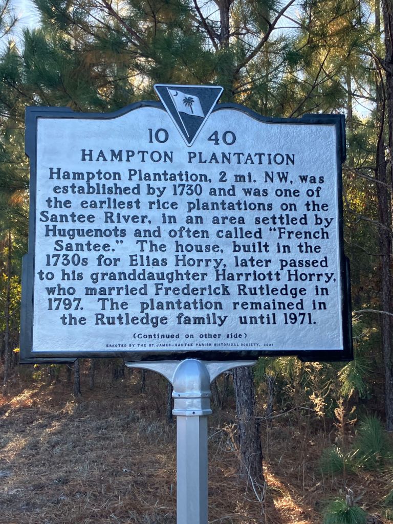Front of the Hampton Plantation historical marker 10-40