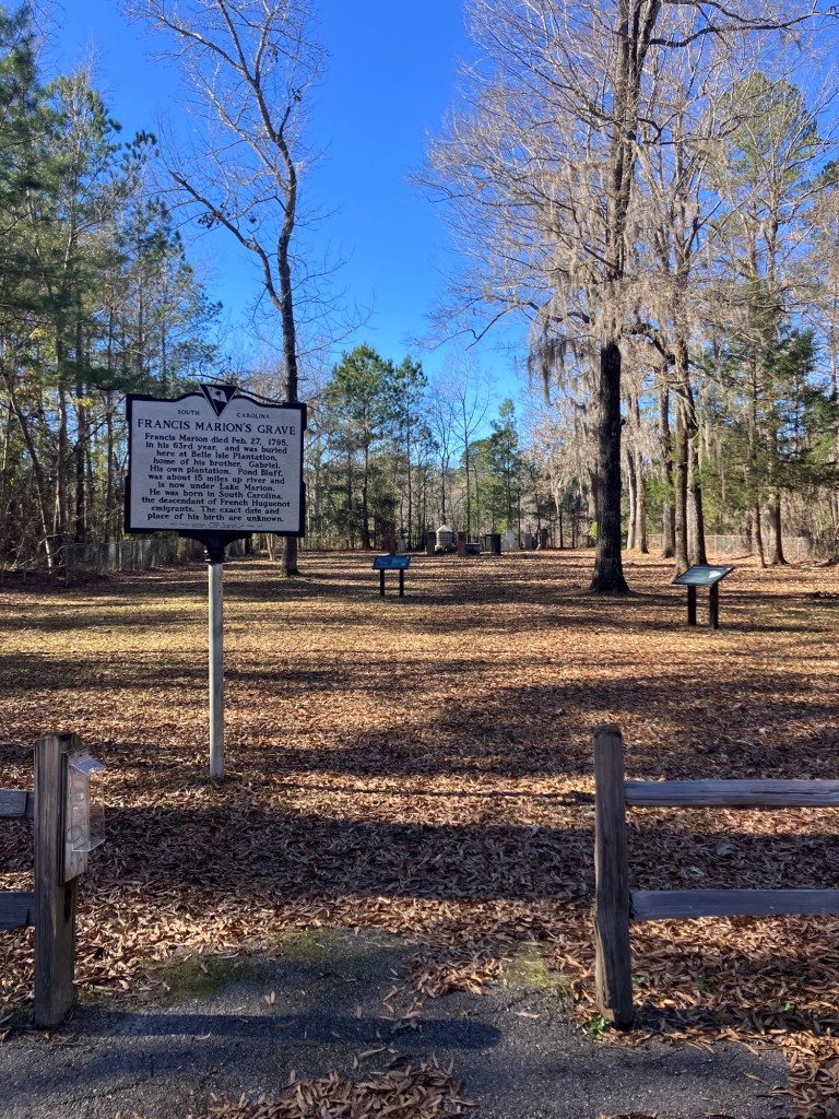 Historical marker in the churchyard at Pineville Chapel