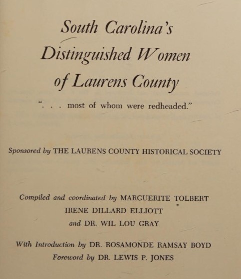 Page 1 of the Mary Dillard entry in Distinguished Women of Laurens County (1972)