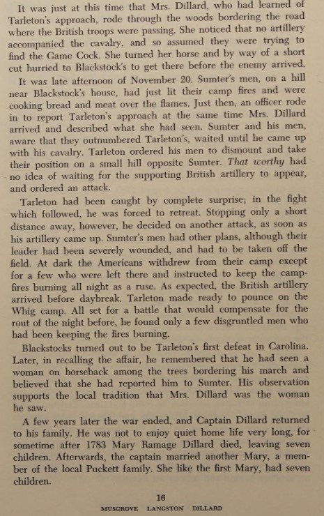 Page 3 of the Mary Dillard entry in Distinguished Women of Laurens County (1972)