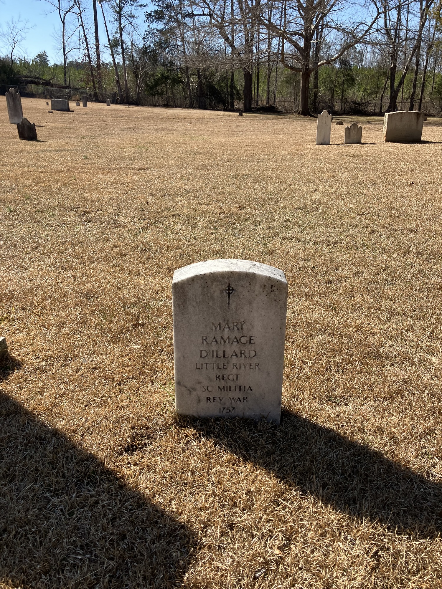 Mary Ramage Dillard's marker in the Duncan Creek Presbyterian Church Cemetery