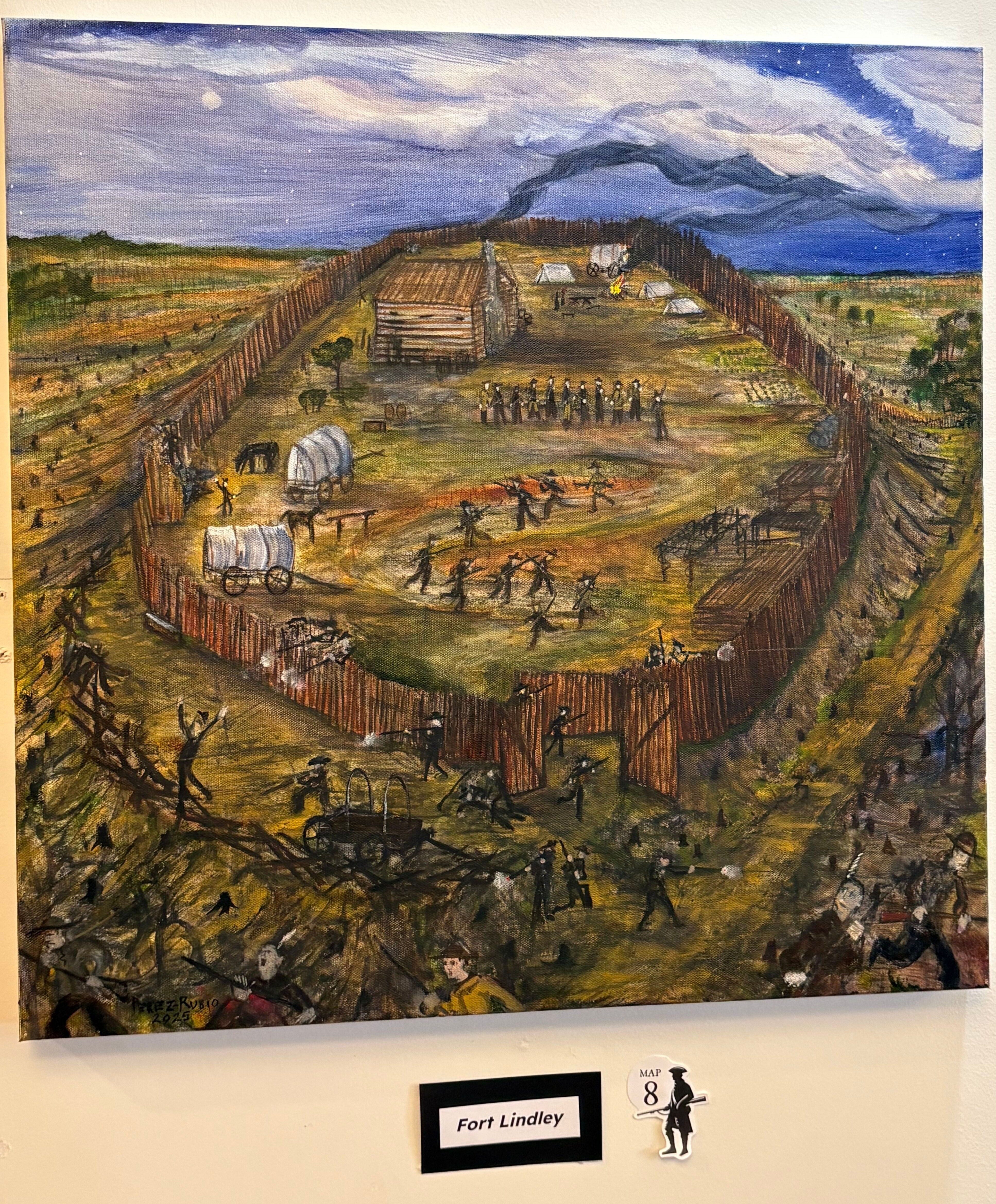 Painting of the Battle of Fort Lindley by Jorge Perez-Rubio
